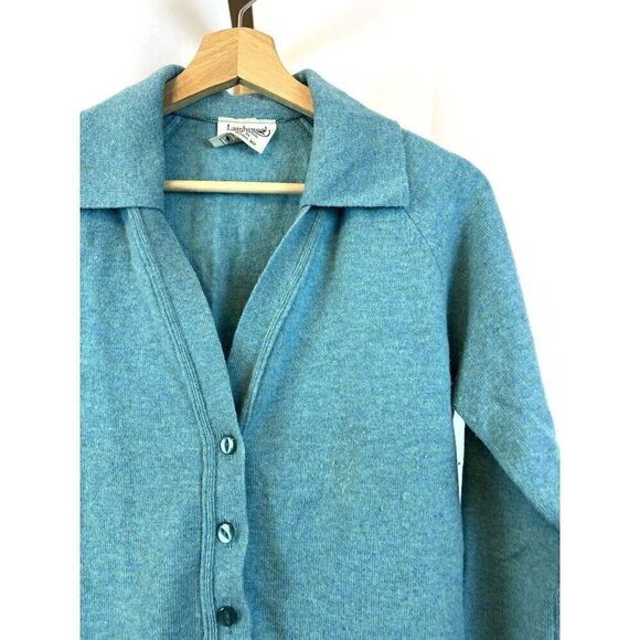 Vintage 100% Lambswool Collared Cardigan Sweater Edinburg Woolen Mill No Sz EUC - Picture 3 of 9